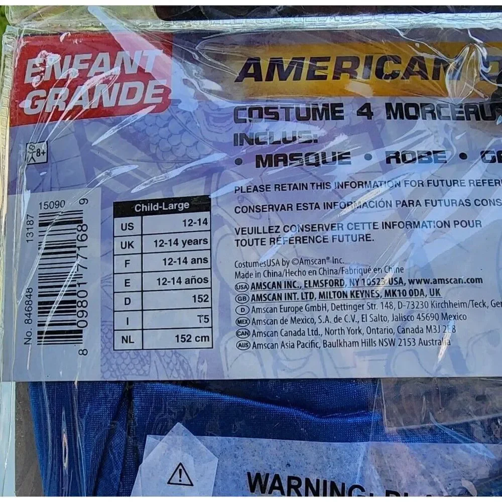 Marvel American Dream Costume CosPlay Super Hero Girls Size L 12-14 New - Picture 3 of 4